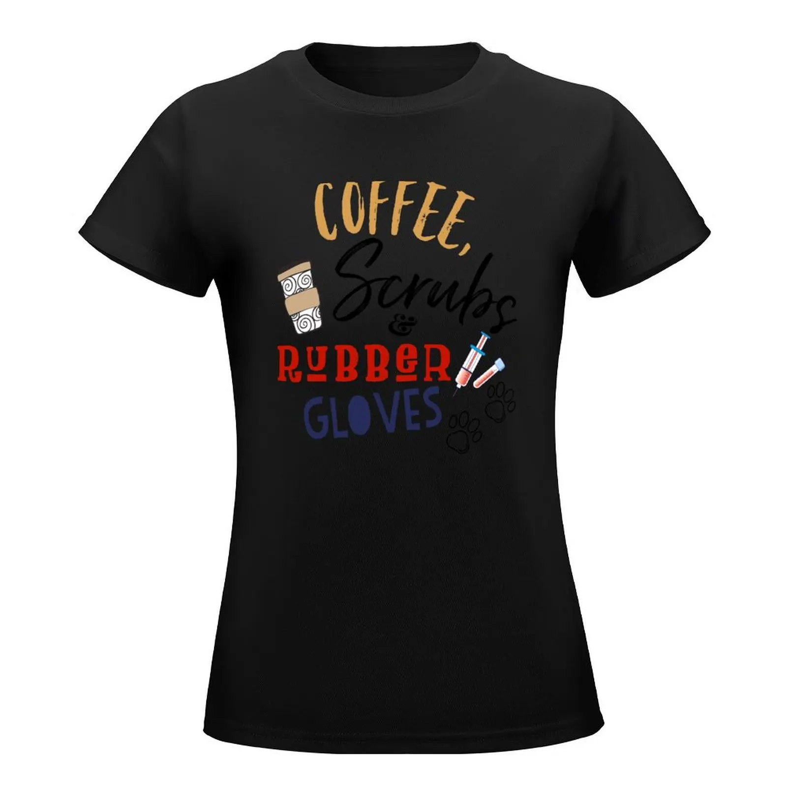 coffee scrubs and rubber gloves, veterinary medicine, vet med, vet tech, vet assistant, veterinary student, veterinarian T-Shirt