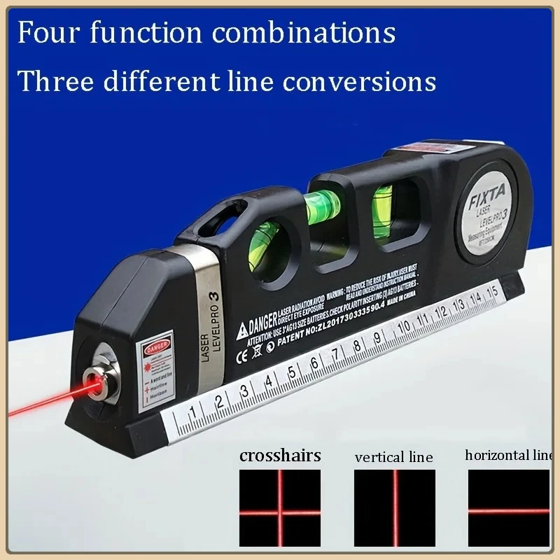 Easy to Use Laser Level Line Tool Multipurpose Laser Level Kit Standard Cross Line Lase 8 Feet Measure Tape Ruler