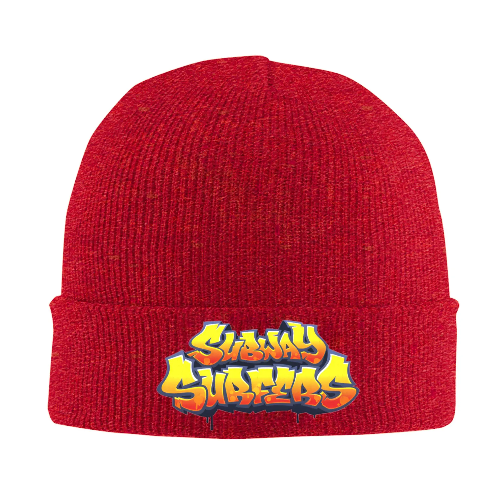 Subway Surfers Logo Hat Autumn Winter Beanie Street  Video Game Cap Unisex Acrylic Skullcap