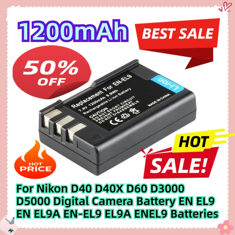 

For Nikon D40 D40X D60 D3000 D5000 Digital Camera Battery EN EL9 EN EL9A EN-EL9 EL9A ENEL9 Batteries