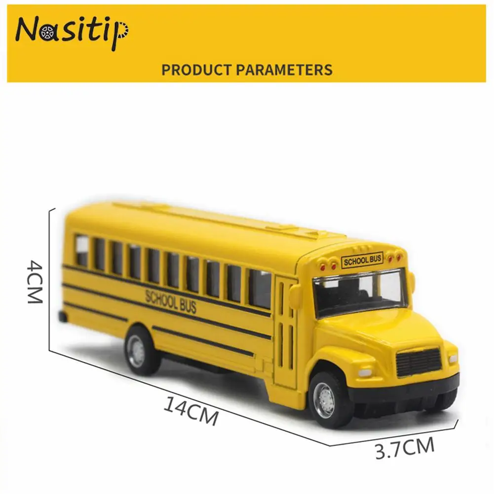 NASITIP 1:43 Alloy Classic  School  Bus  Model 14cm Yellow Children Pull Back Car Toy Decoration