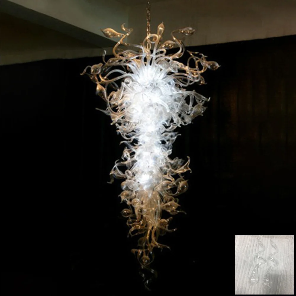 

Hand Blown Clear Glass Chandelier Lamps Chain Pendant Light for Coffee Shop Hanging Fixtures Artistic Glass Chandeliers