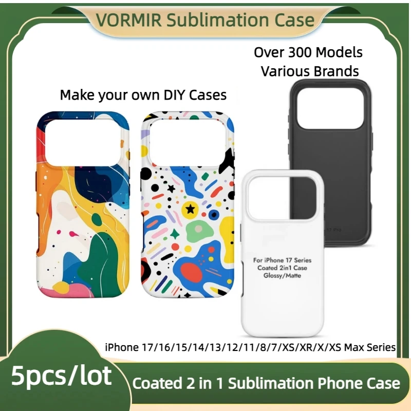 

VORMIR 5pcs Coated 2 in 1 3D Sublimation Phone Cases Thermal Transfer Film Blanks Double Cover For iPhone 17 16 15 14 13 12 Pro