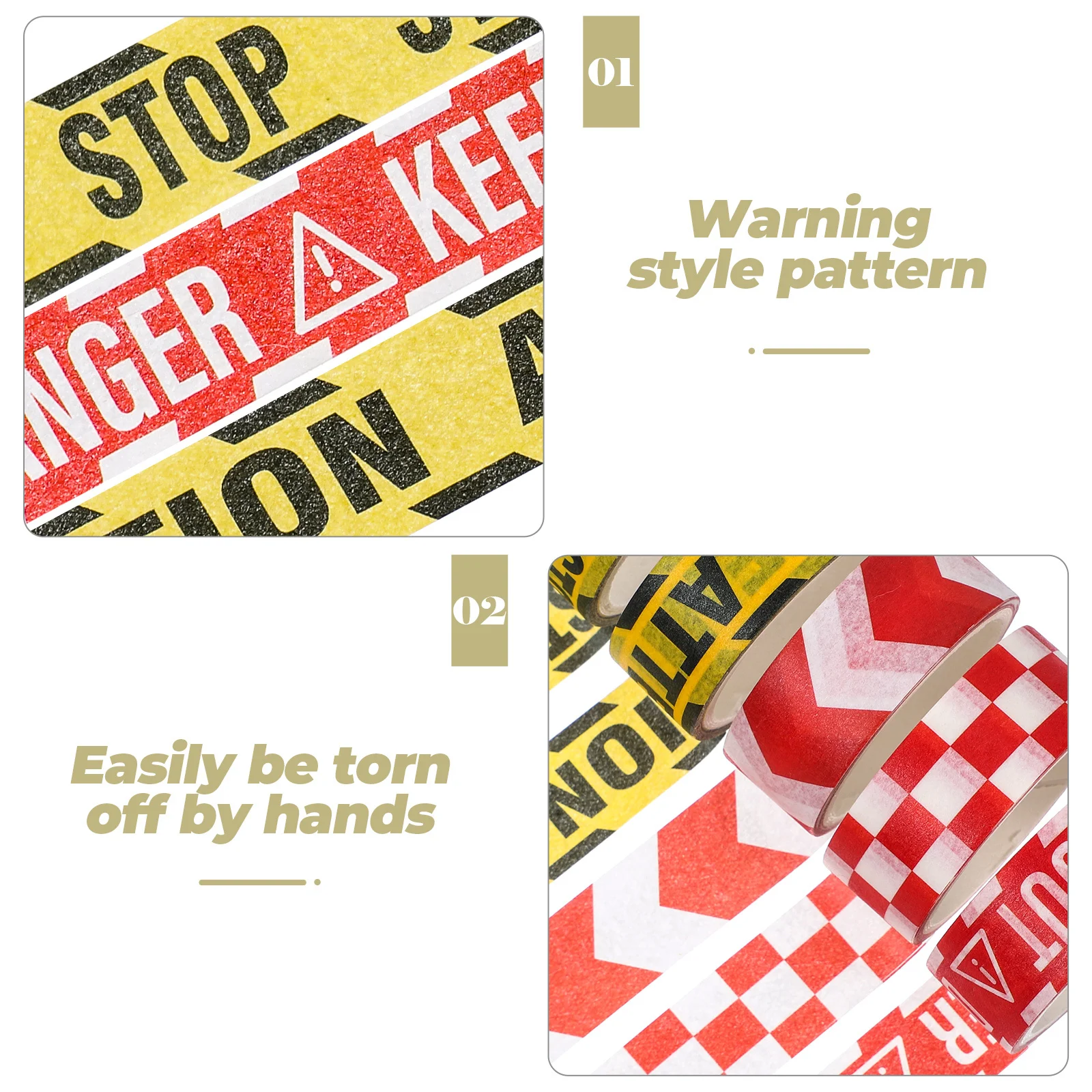 

16 Rolls Warning Washi Tape Decorative Adhesive Tapes Scrapbooking DIY Gifts Wrapping Handmade Crafts Classroom Use