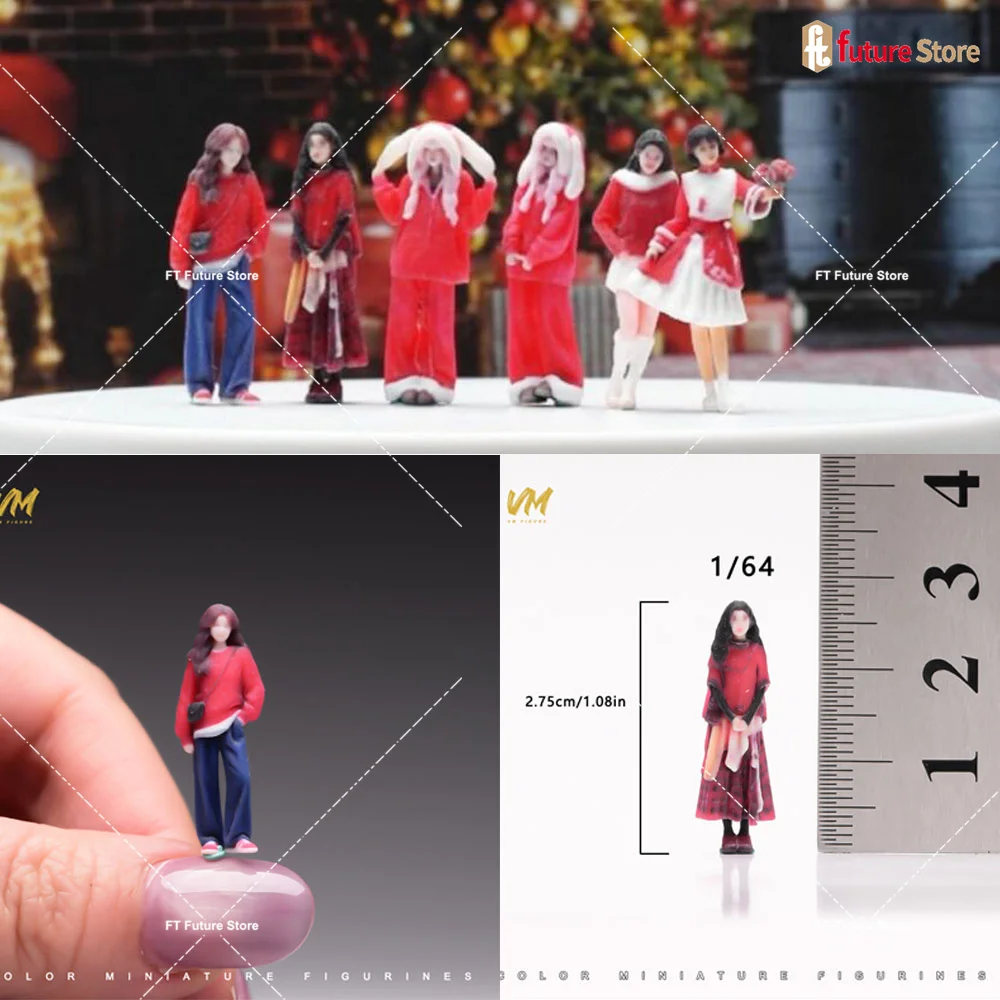 

Miniature Figure 1/64 1/43 1/24 1/18 Red Clothes Girls Cute Rabbit Ear Hat Festive Scene 3D Print Mini Doll Diorama Model Props