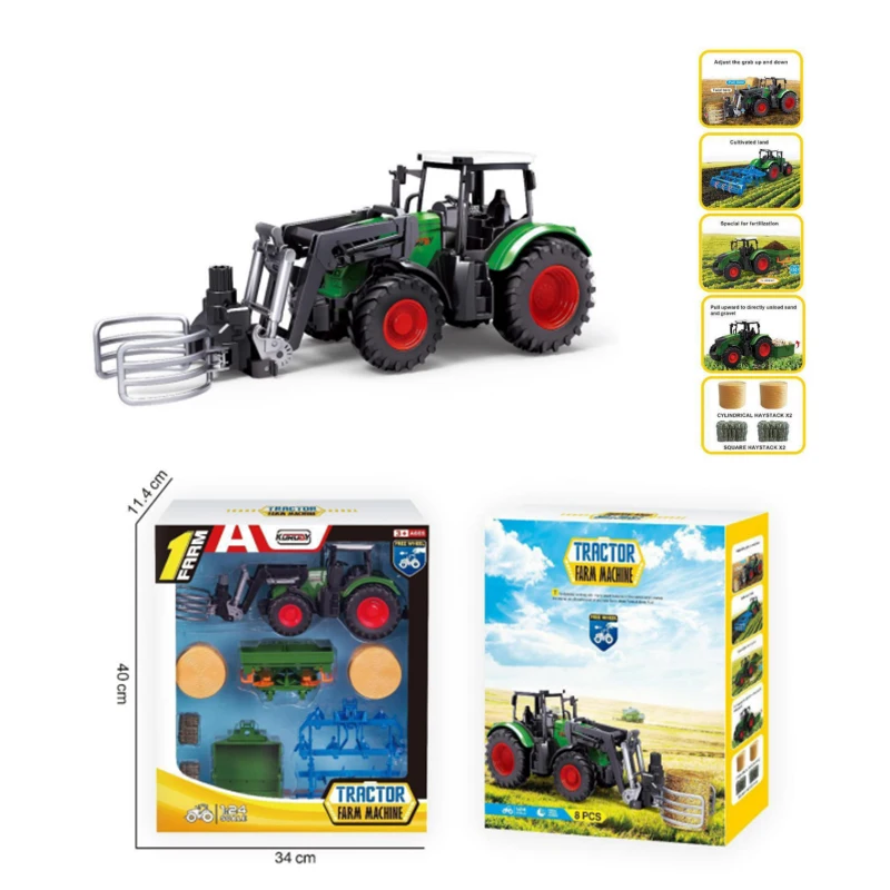 Farmer Car Set with Gift Box Diy Assembly Accessories 1:24 Model Transport Car Engineering Truck Kids Toys for Children\'s Gifts