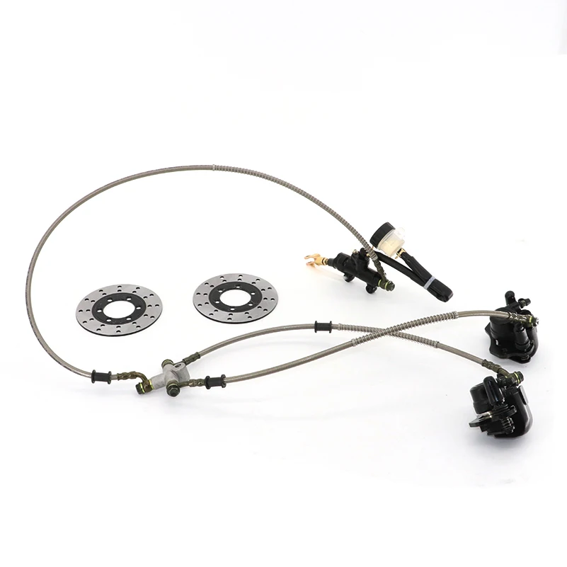 

Go kart part Hydraulic Front Rear Brake Calipers Pad Assembly System & brake disc for 150cc 250cc ATV Quad Dirt Bike Dune Buggy