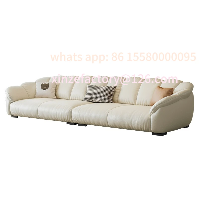 

Customizable light luxury living room small apartment leather sofa