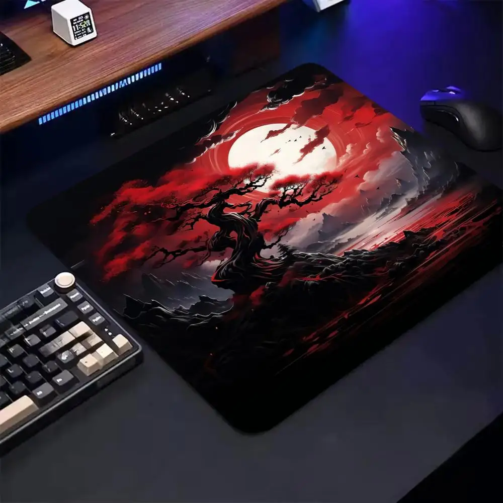 Alas Mouse Seni Pemandangan Bulan 40X45Cm Alas Meja Permainan Kantor Komputer Persegi Besar Alas Mouse Karet Anti Selip Alas Meja Dekorasi Kecil