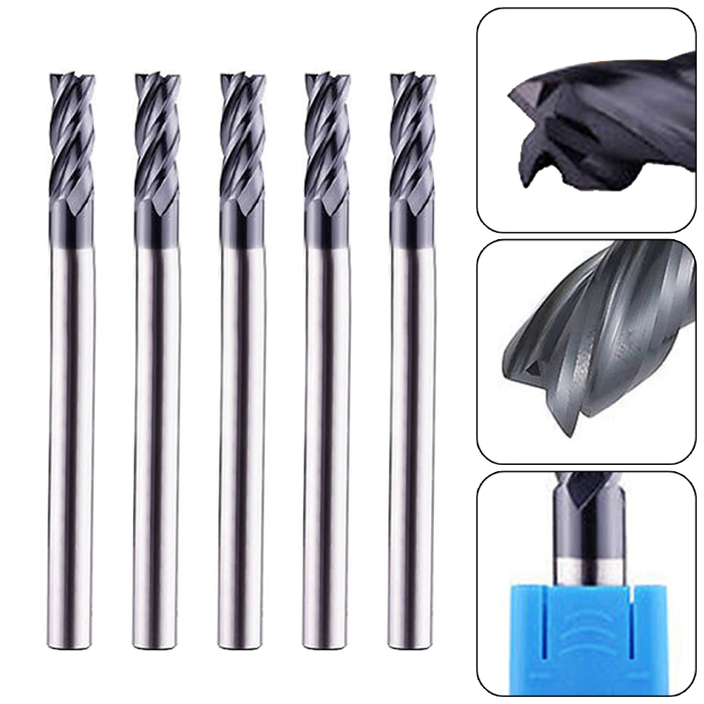 

5PCS 4 FLUTE END MILL 45° 2/5in End Mill Solid Carbide TIALN Coated CNC Bit Tungsten Steel End Milling 10*45*D10*150 Cnc Tool