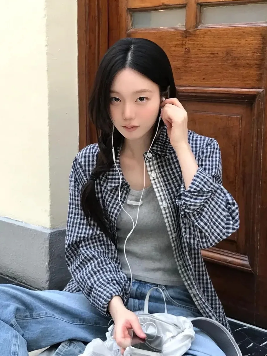 

Весна 2026: Женская рубашка Letterfommoon в клетку с цветными блоками, воротником-стойкой, длинным рукавом, из смесового хлопка, удобная и дышащая