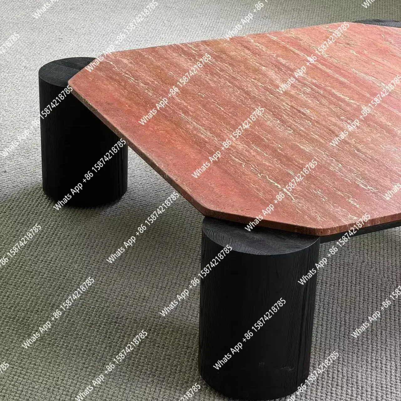 

XS Italian Travertine Coffee Table, Art Gallery Grade For Showroom & Villa, Heat & Scratch Resistant, Master Design, Customizabl