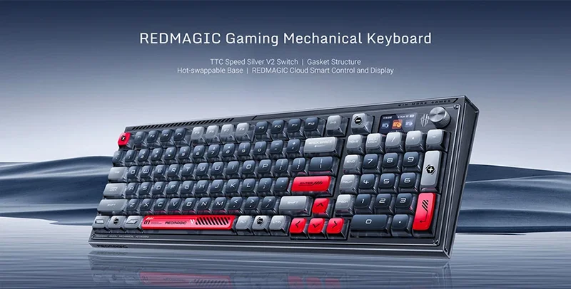 Original Redmagic Keyboard GK001J 3-Mode Mechanice Wire & Wireless 100Keys QS BR RGB Light Silver/Black Gaming Keyboard