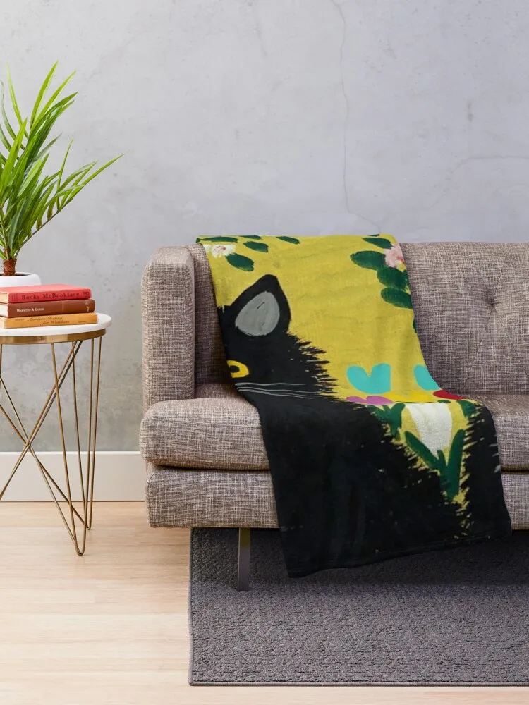 Three Black Cats - Maud Lewis Throw Blanket Loose Plaid on the sofa Decorative Beds Luxury Throw Blankets