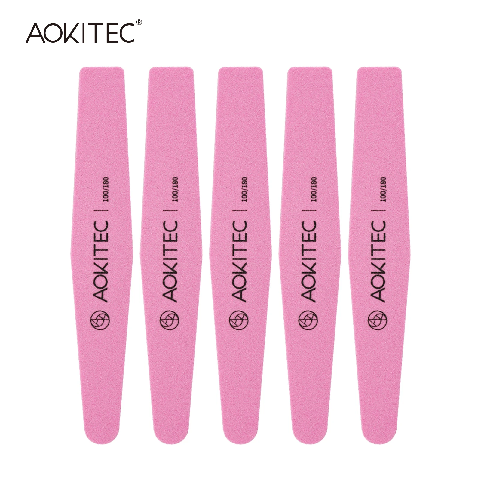 

Aokitec Nail File Sandpaper Pink 1/5/10pcs Double-Sided 100/180 Professional Thick Nail Art Sanding Buffer Files Tools