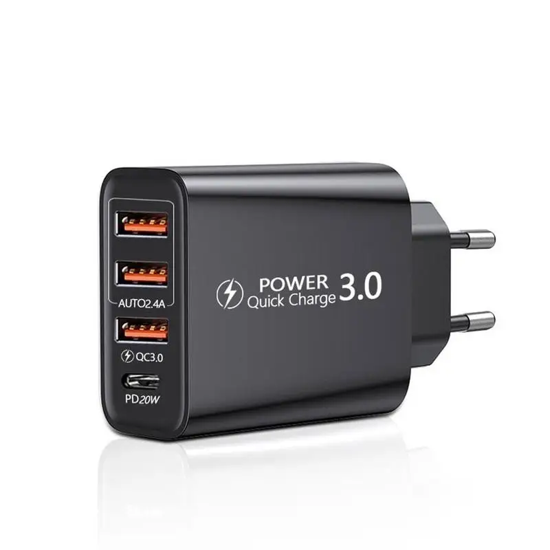 

Double 2.4A QC 3.0 4 USB Ports US EU Plug AC Home Wall Charger Power Fast Adapter Universal Charging for Samsung