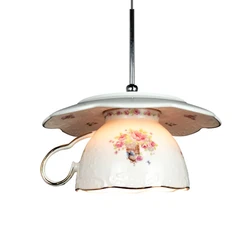 Flower Coffee Cup Pendant Light Europe Modern Dining Room Hanging Lamp Kitchen Indoor Lighting Fixture Home Decor Loft Luminaire