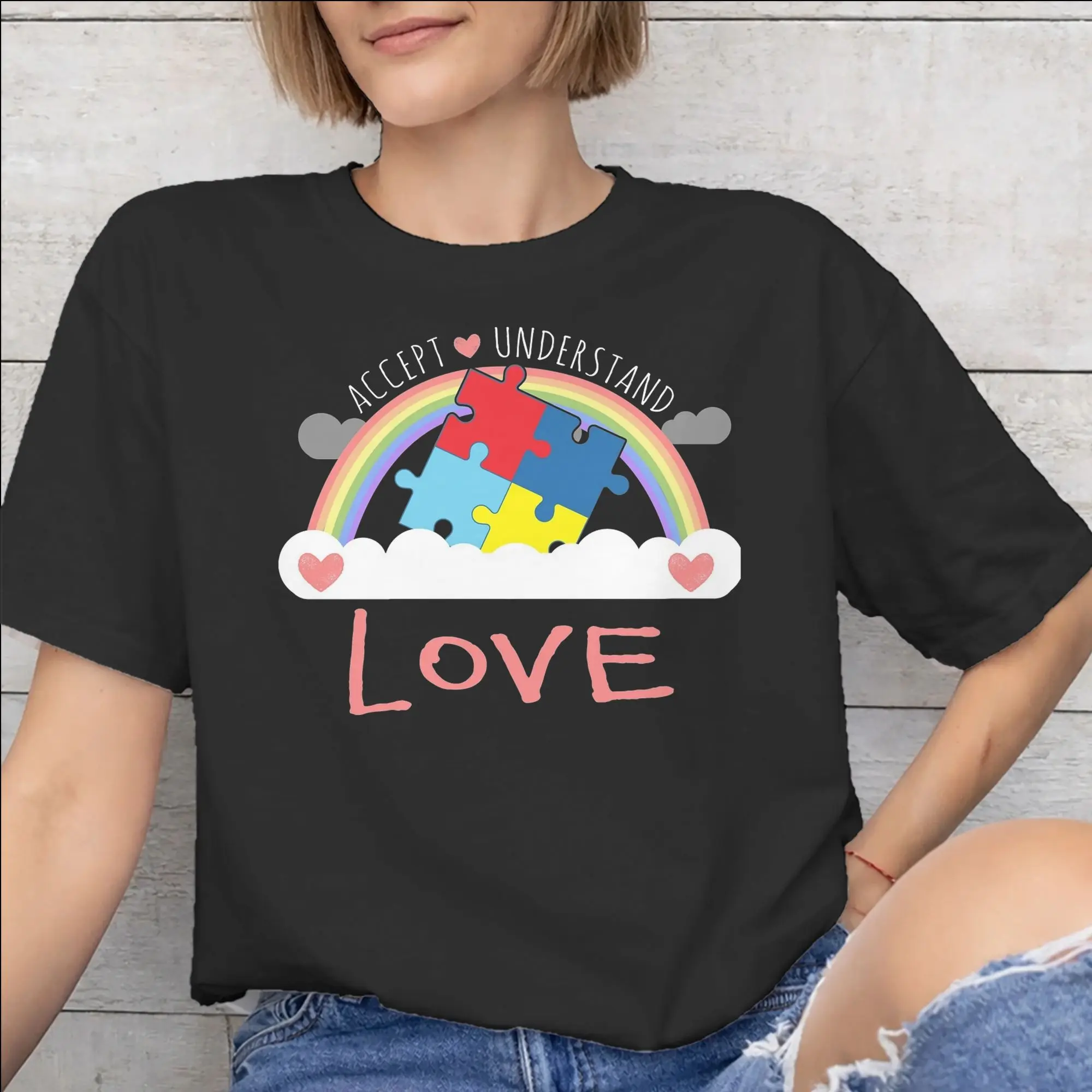 Autism Awareness Respect Love Support  Tee Shirt for Men Women Printed T Shirts  100% Cotton Clothing