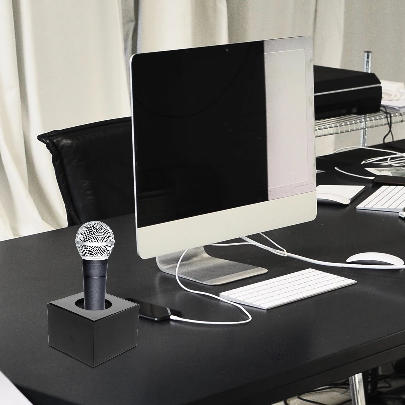 

Microphone Case Desktop Stand Universal Base Plastic Tabletop Accessory Stable Rack Box Lightweight Durable Storage Holder