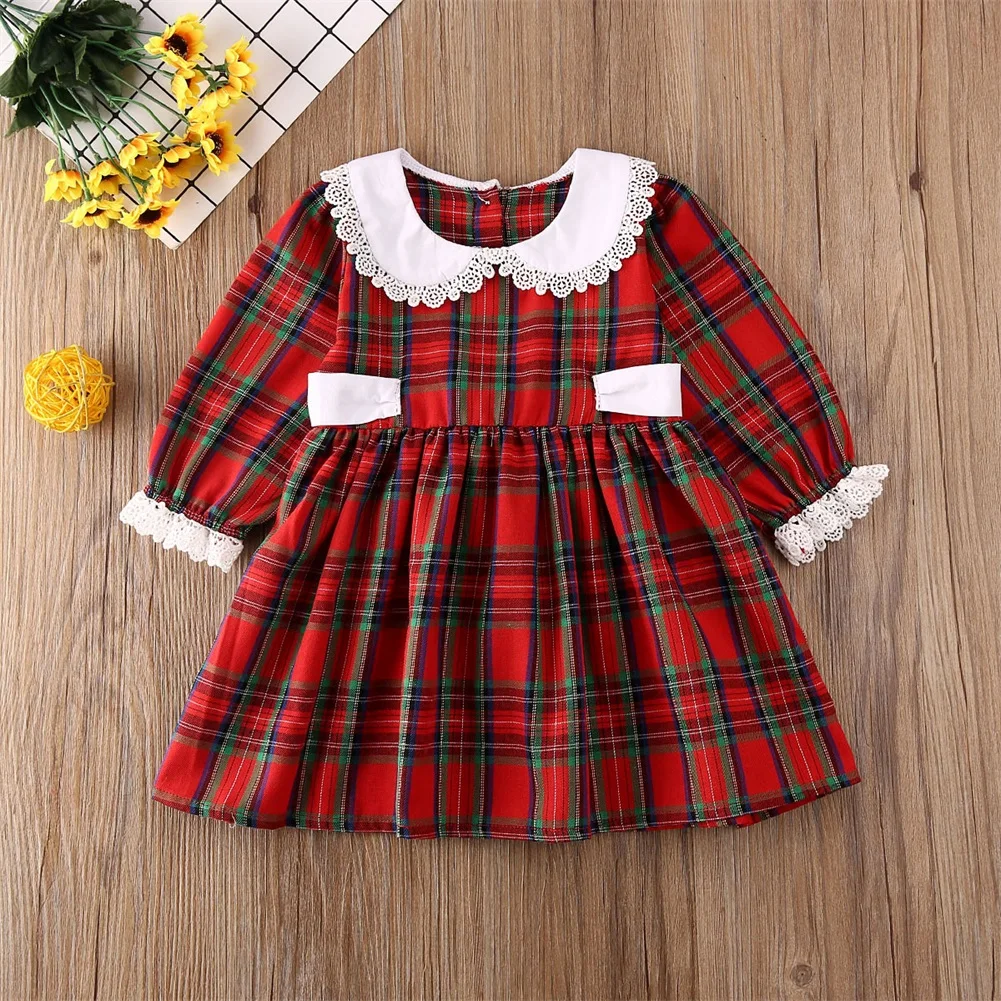 Christmas Dress Baby Girl Clothes Red Plaid Romper Dress Bodysuit Matching Sister Dress/Jumpsuit Xmas Outfits Fall