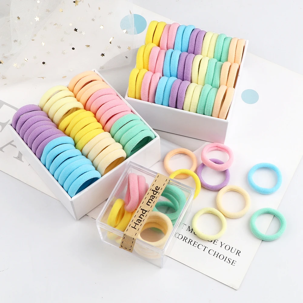 200PCS 3cm Kids Baby Small Hair Bands Elastic Candy Colors Hair Ties Colorful Headband Hair Accessories Headwear Wholesale Gifts