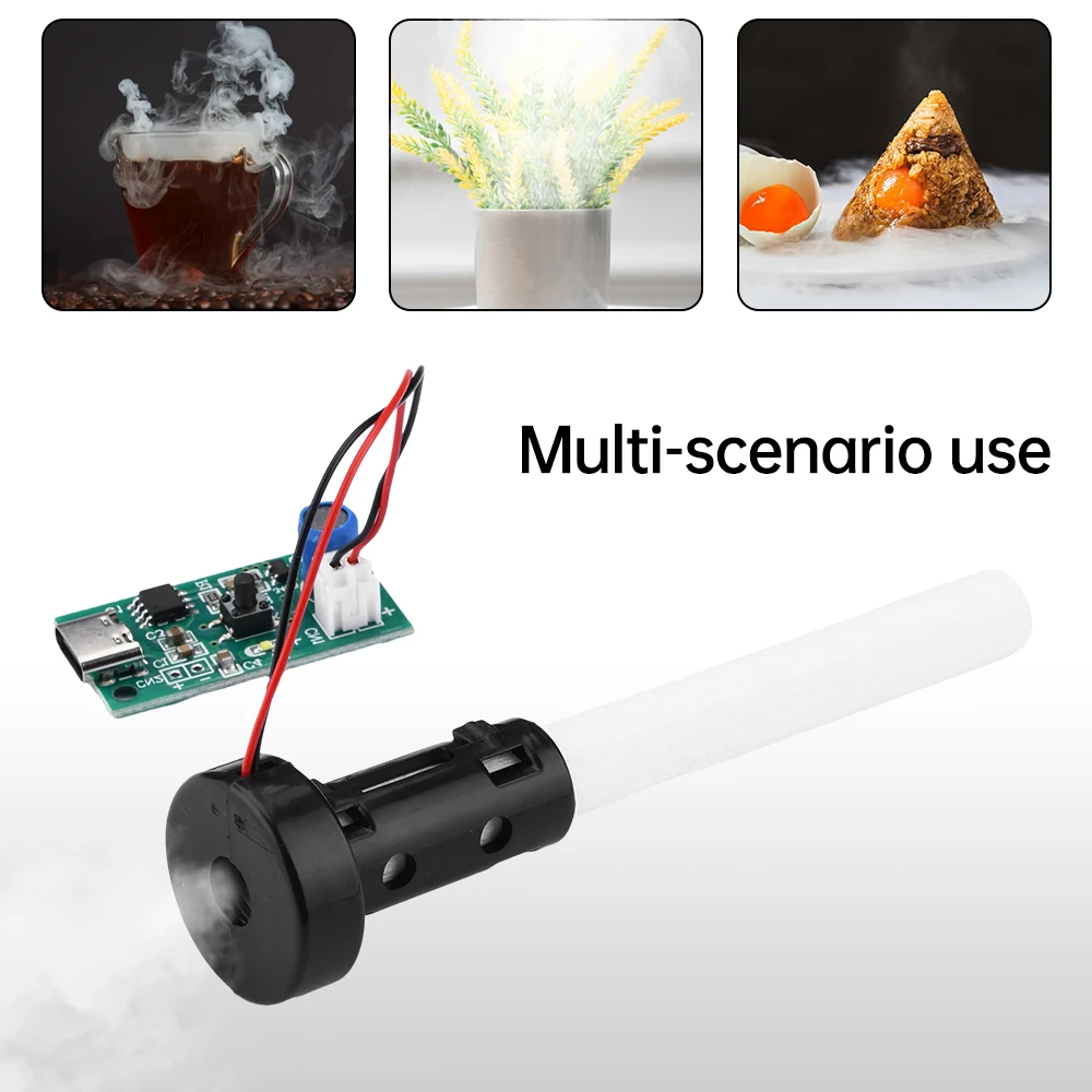 DC 5V Humidifier Module Ultrasonic Atomizing Spray Accessories DIY Humidification Kit Yellow/Black  Bracket Type-C