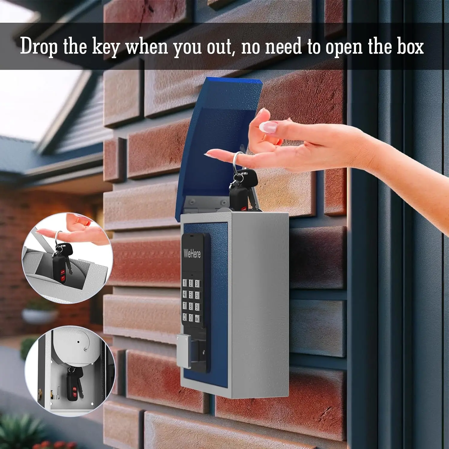 Imagem -05 - Wehere App-controle Remoto Smart Password Key Safe Box Montado na Parede Adequado para Chaves da Casa Armazenamento Seguro