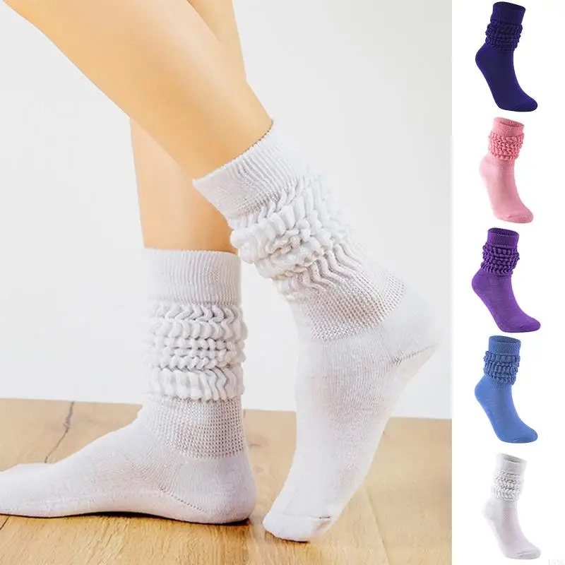 L5YC Unisex Slouch Boot Socks Loose Stacked Ruched Bubble Scrunch Knee High Stockings