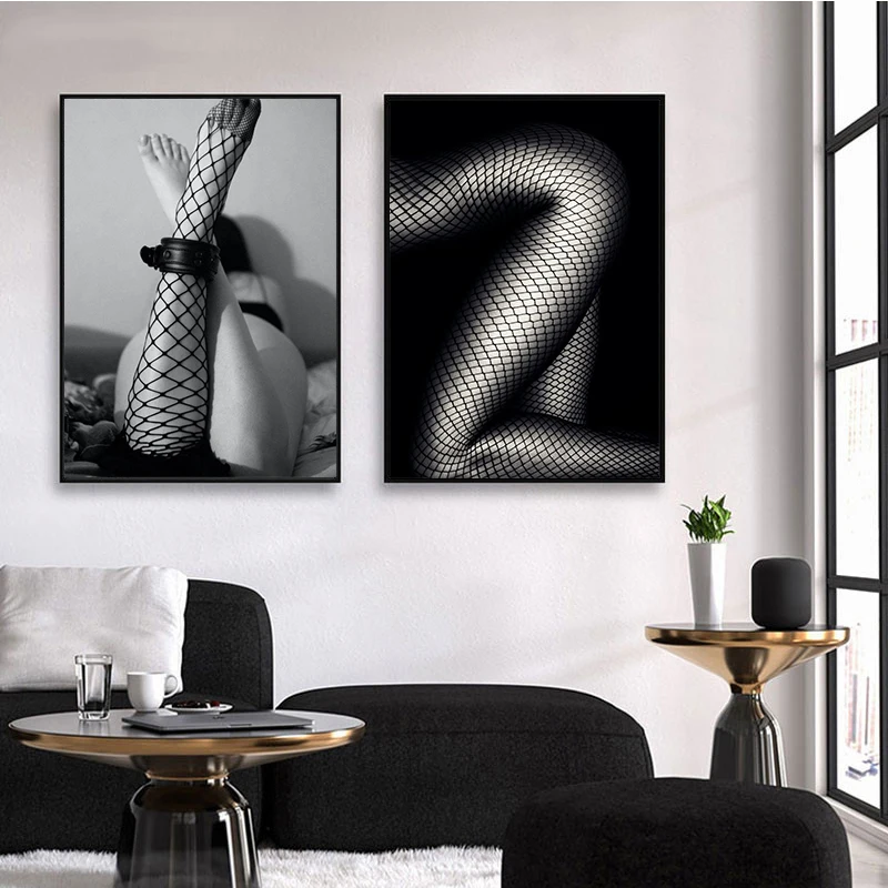 لوحات قماشية عارية بالأبيض والأسود مثيرة للنساء ، ملصقات ، مطبوعات ، فن جداري ، سيجارة ، نبيذ أحمر ، منزل ، ديكور غرفة ، صور #3