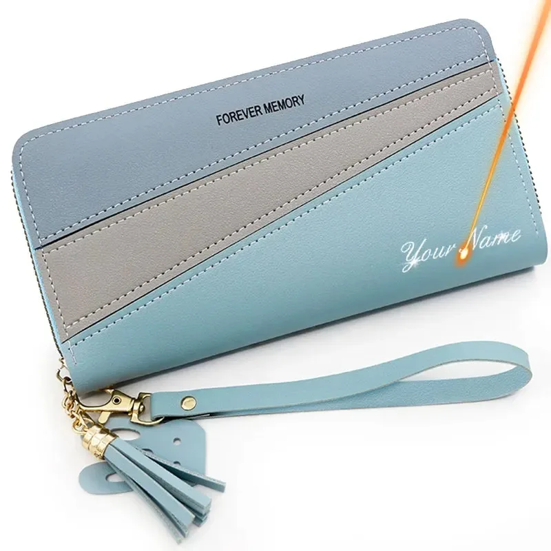 

2025 New Name Engraving Female Wallet Card Holder Luxury Women's Purses Long Women Wallet Cute Fashion Multifunctional Money Bag