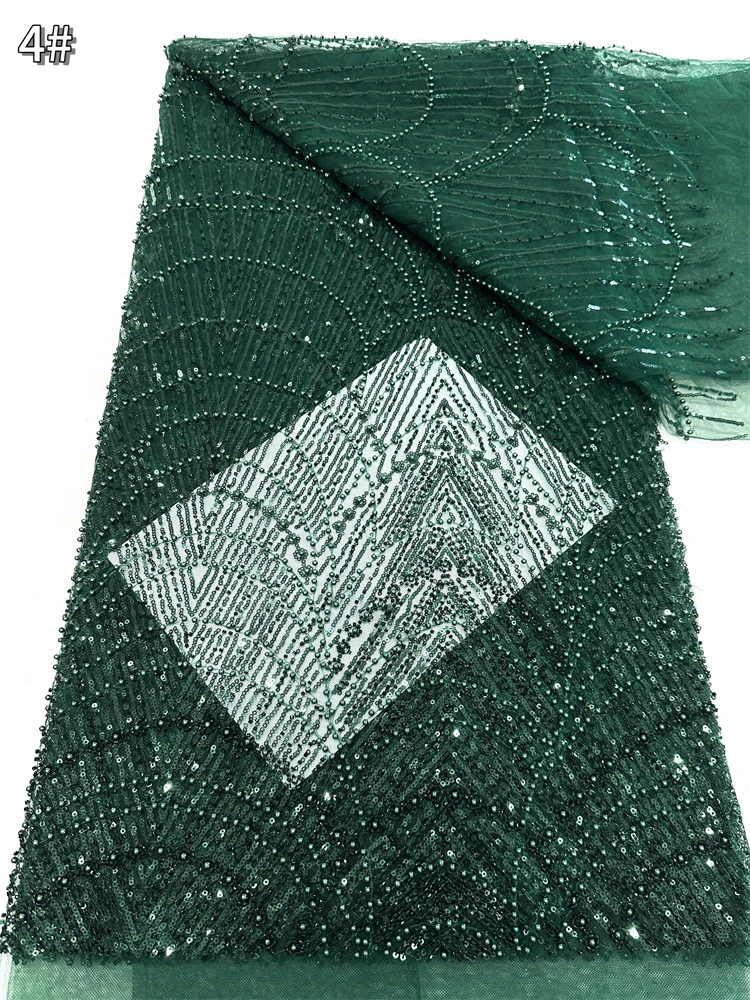 

French Tulle Net Lace 2025 High Quality with Sequins and Beads African Nigerian Embroidered Women Lace Fabric for Wedding Sewing