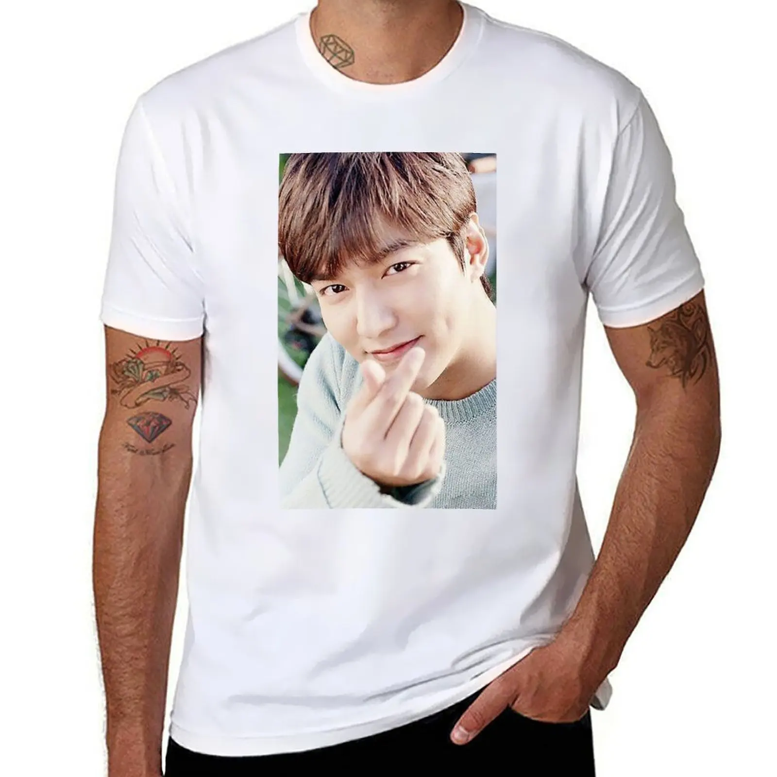 

lee min ho love T-Shirt men t shirt cotton 100% t shirts with prints man t shirt graphic T-Shirt