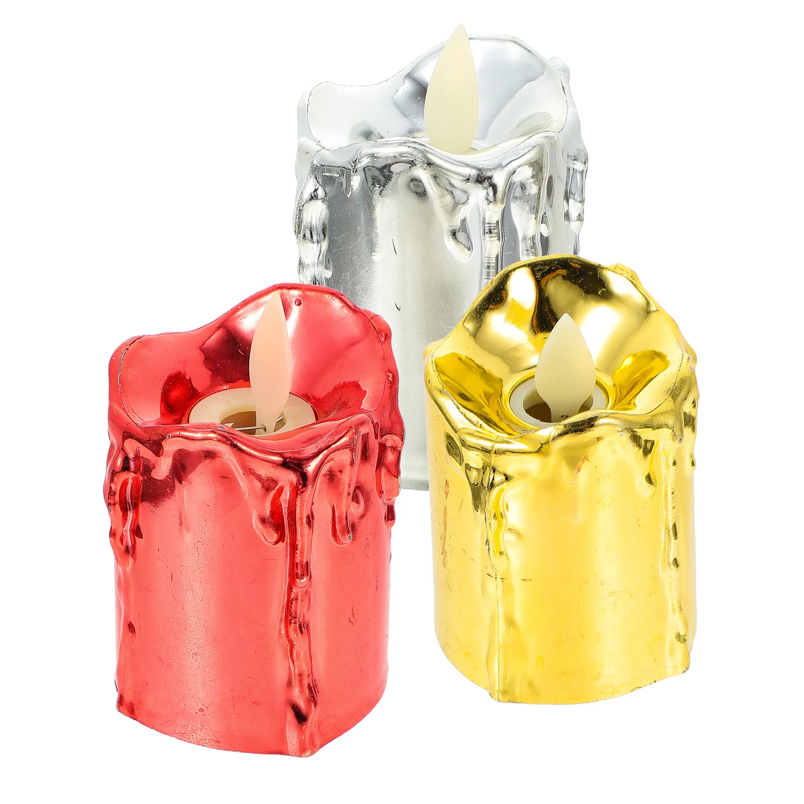 3 قطعة أضواء LED قسط PP سطح أملس عديمة اللهب الشموع الكهربائية مهرجان سطح المكتب الديكور LED الشموع