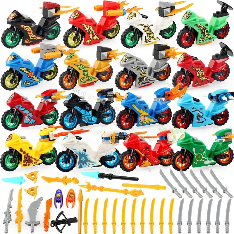 

S01-16 Cartoon Bricks Motorcycle Action Figures Creative Building Blocks Moc assemble scene bricks Model Kid Toys Birthday Gift