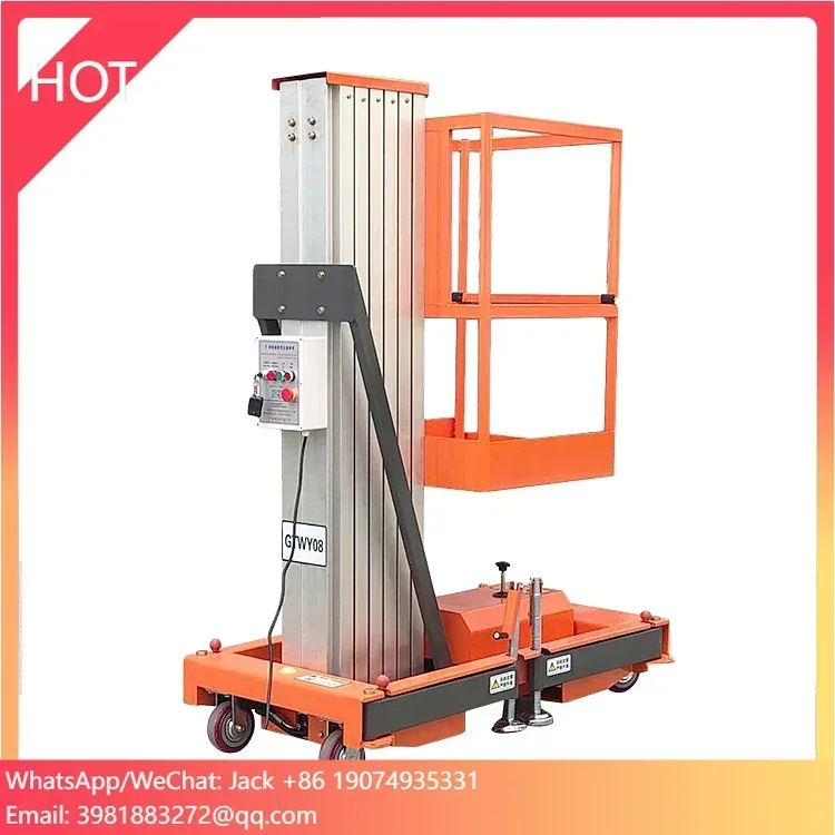 4m-18m Single One Mast Vertical Aluminum Alloy Electric Man Lift Tables