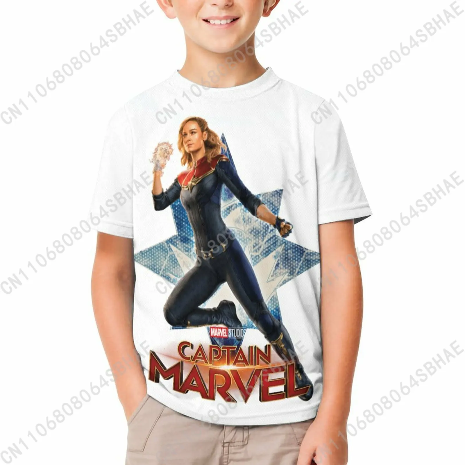 

Marvel Captain Marvel T Shirt Boy Girl Short Sleeve Print Cotton TShirt Comfortable Crew Neck Children Child Tee Cosplay