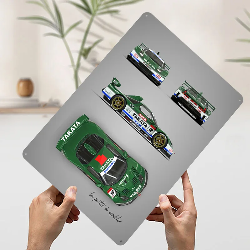 سيارة رياضية NSX JTCC صفيح ملصق مخصص جدار الفن خمر علامات معدنية ريترو القصدير اللوحة لتزيين غرفة الألعاب دافئ