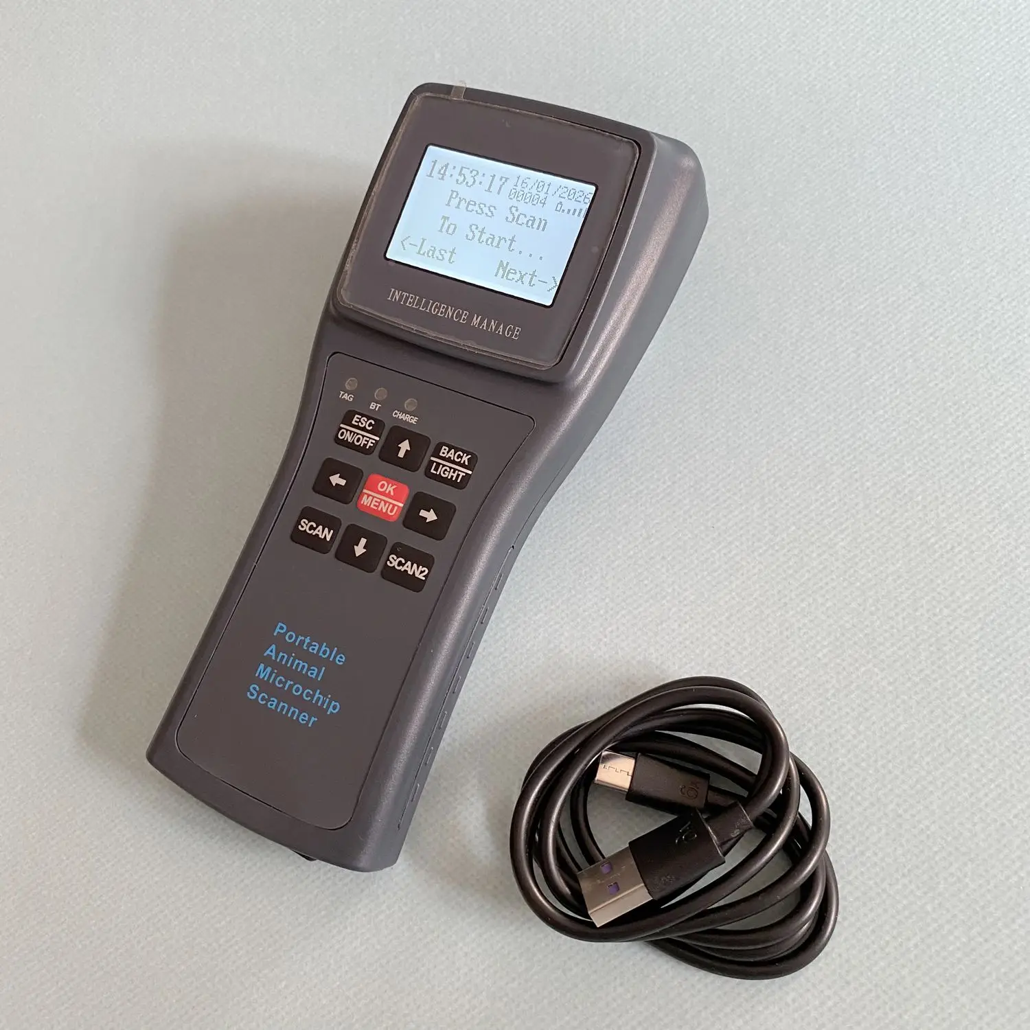 134.2KHz Long Range Animal Microchip Scanner Large Memory Handheld Ear Tag Reader ISO11784/11785 FDX-B