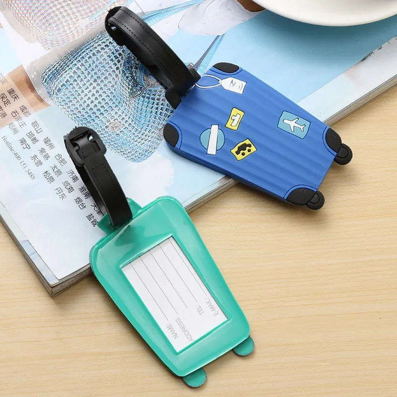 Luggage Box-shaped PVC Luggage Tag, Travel Label, Boarding Pass, Travel Bag with Cartoon Tag, Hanging Tag, Checked Tag