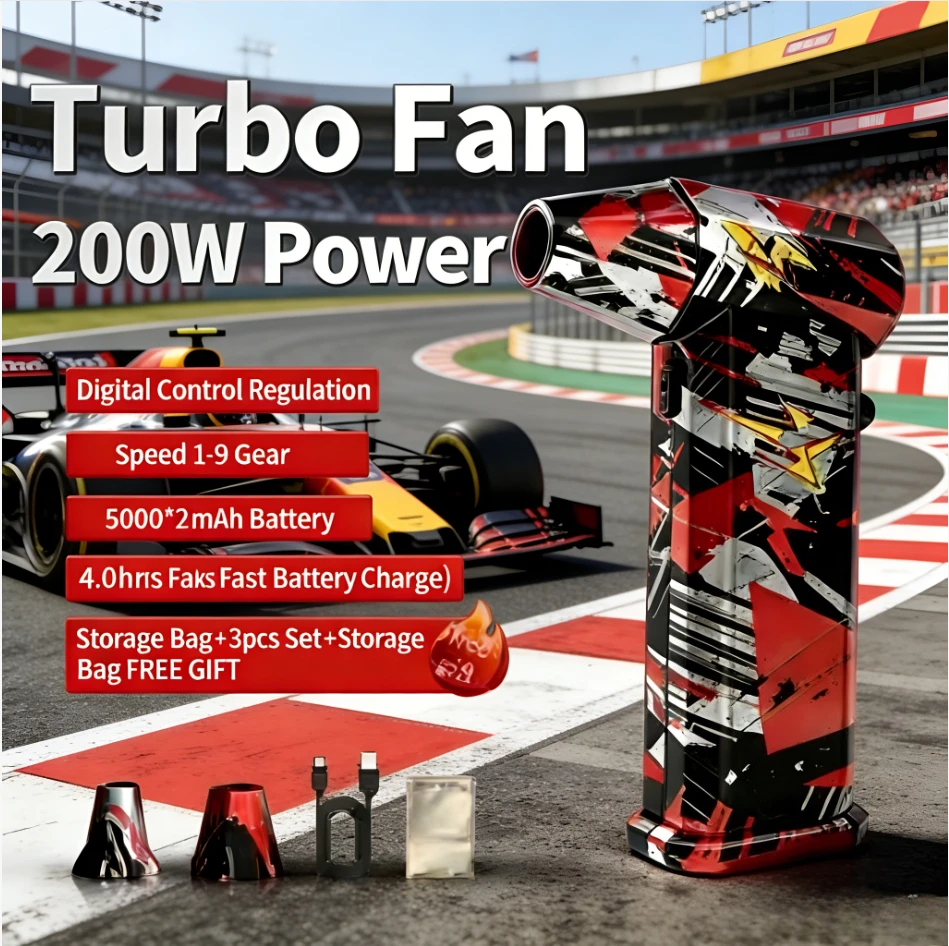 

X9Powerful Air Blower 200000RPM Brushless Fan Vacuum Dust Cleaner Strong Winds 53m/s Turbo Jet Blower Type-C Recharging