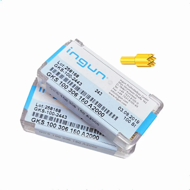 Ingun British Steel Probe Pin de Teste de Mola Mandíbula Plum Blossom Gks100 306 150 A2000 A3000 1.36 mm 50 Pcs 100 Pcs