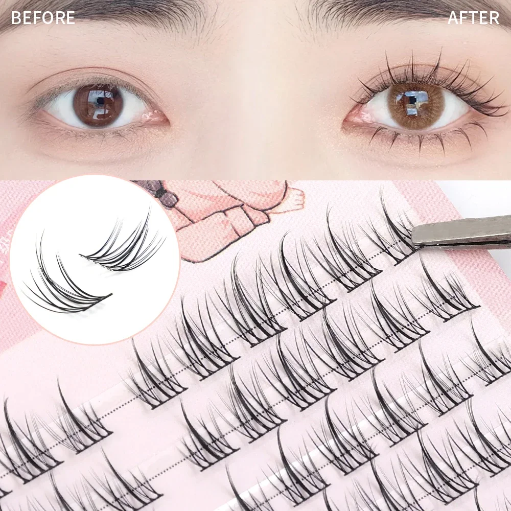 Set di ciglia finte Natural Individual Lashes Eye Makeup Manga Thick Wispy Soft ciglia finte Extension Cluster Kit pinzette colla