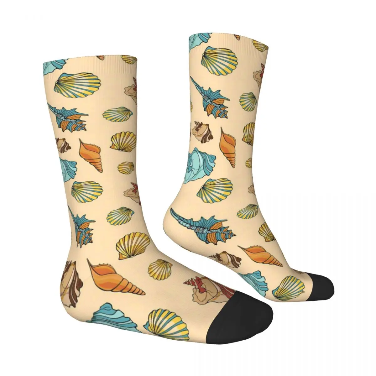 Cute Sea Shells Socks Autumn Animal Print Stockings Fashion Girls Medium Soft Socks Printed Cycling Non Skid Socks