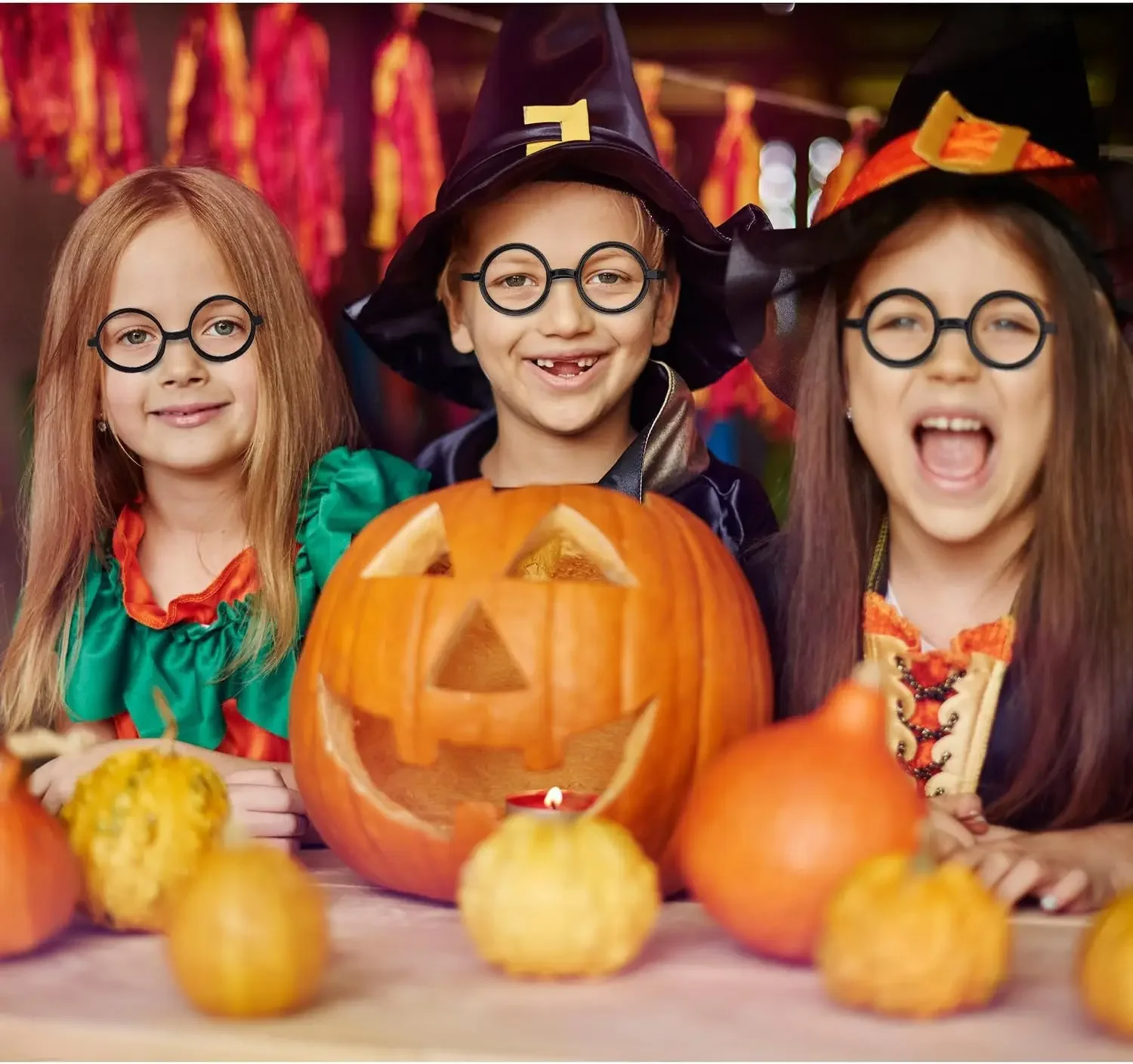 6/12/18pcs Wizard Glasses Round Frame Glasses No Lens Halloween Costumes Harry-potters Cosplay Props Party Decorations Supplies image 5