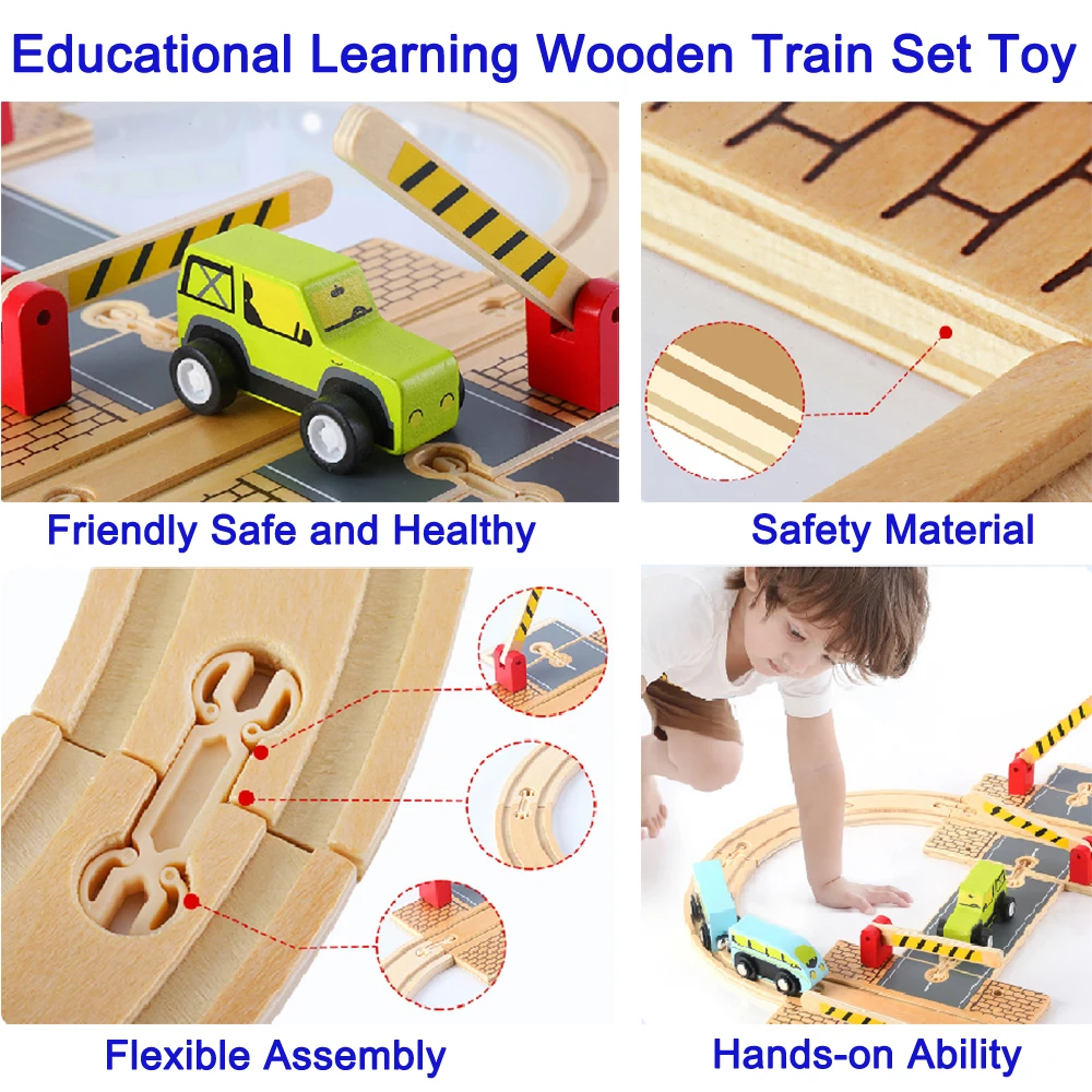 Mntl 39 Stks/set Houten Trein Speelgoed Educatief Leren Auto Spoorlijn Vrachtwagen Voertuig Rail Playset Meisje Kids Peuters Jongen Baby