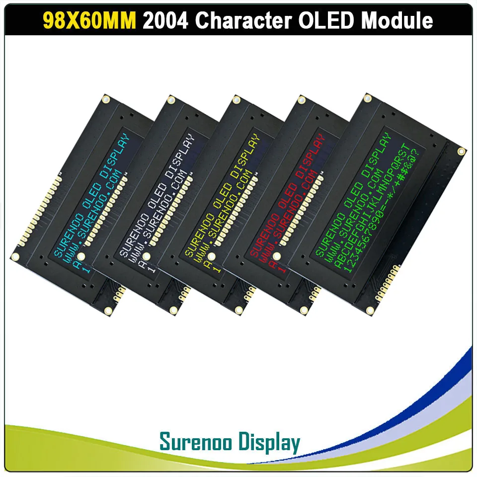 Prawdziwy wyświetlacz OLED, 2,89 cala 2004 204 20*4 COG charakter moduł LCD ekran LCM wbudowany US2066, obsługa szeregowego SPI IIC/I2C