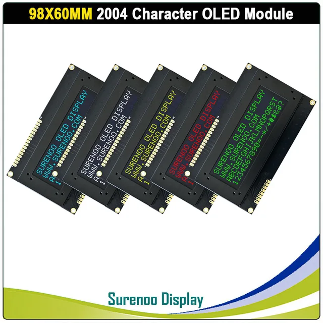 Prawdziwy wyświetlacz OLED, 2,89 cala 2004 204 20*4 COG charakter moduł LCD ekran LCM wbudowany US2066, obsługa szeregowego SPI IIC/I2C