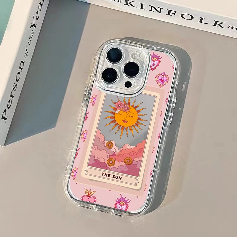 Sun Pattern Printed Mirror Phone Case For iPhone 18 17 Pro 16 15 14 13 12 11 Pro Max 7 8 Plus XR X XS 17E 16E Protection Cover