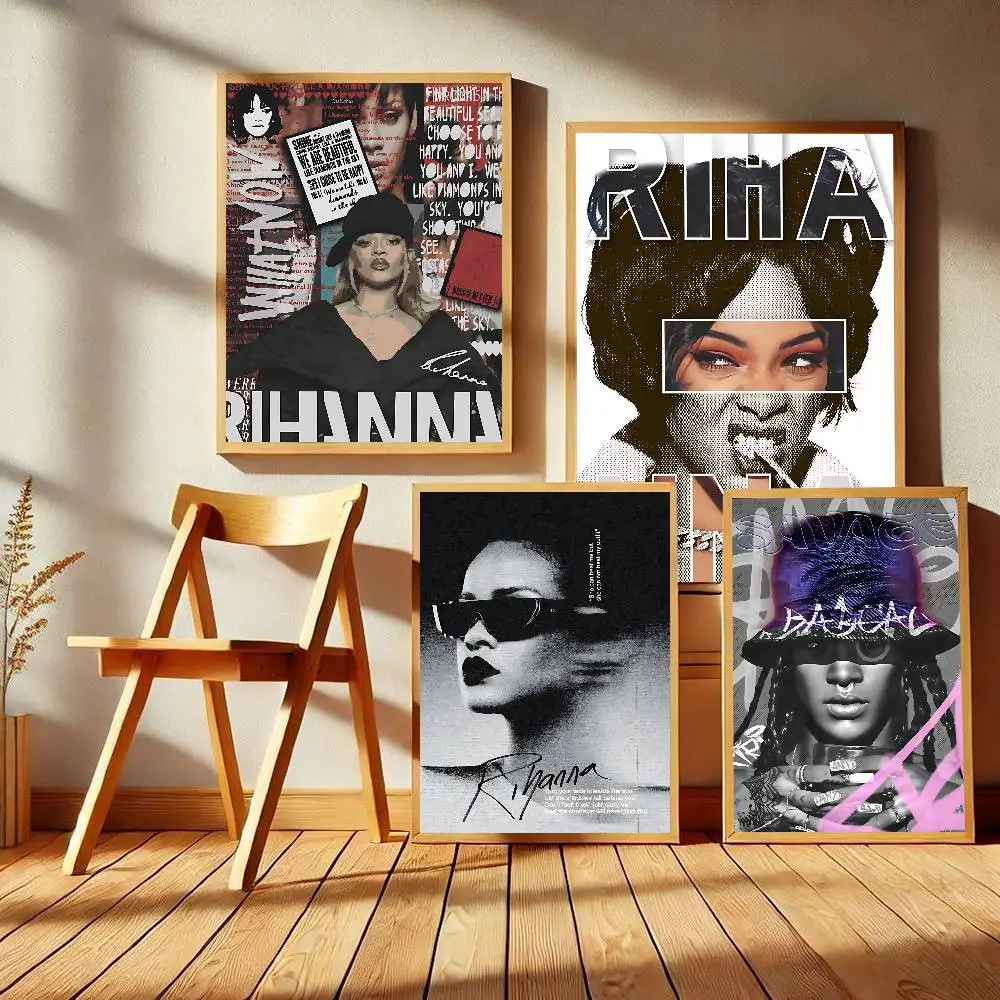 Hot Singer R-RIHANNAS Whitepaper Poster HD Quality Poster Wall Art Painting Study Room Wall Decor