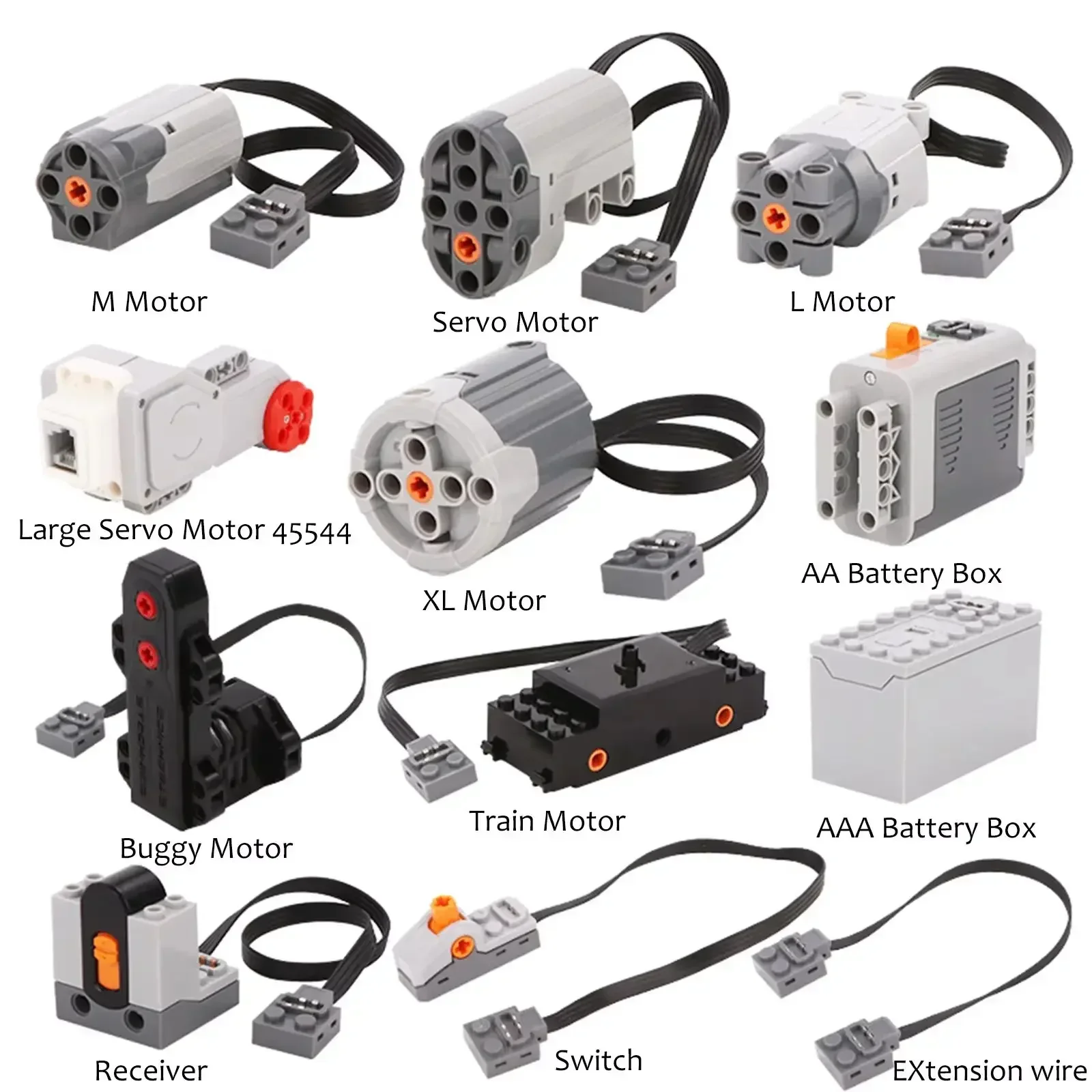 DIY MOC High-Tech Power Function Parts M L XL Motor Battery Box Receiver Control Set Building Blocks  8883 88003 8882 88004 Gift